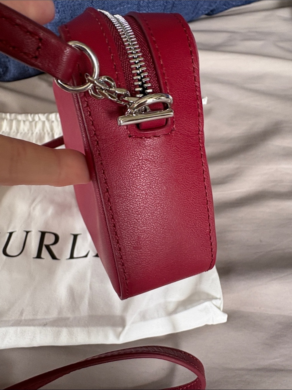 Furla Red Mini Quilted Leather Adjustable Crossbody Camera Bag With Dustbag - Picture 9 of 12